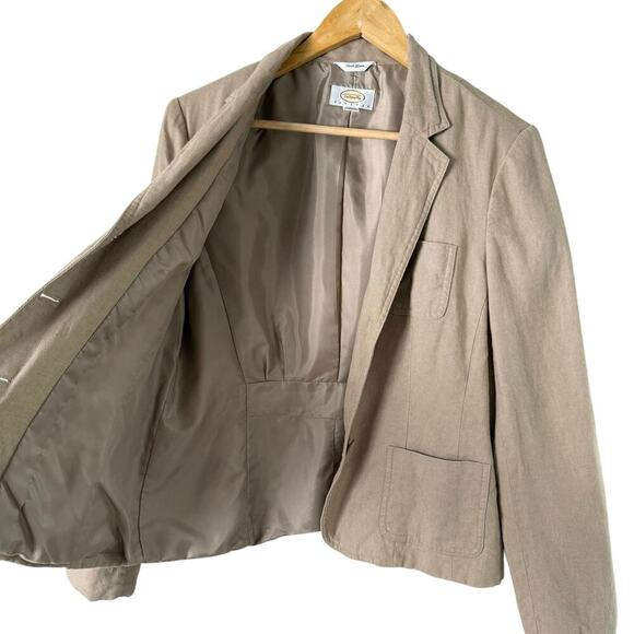 Talbots 100% Irish Linen Blazer Tan Beige Three-Button Fully Lined, Size 12P - Picture 6 of 9